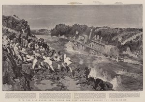 Met de Nijl-expeditie, het slepen van de eerste kanonneerboot door de Bab-el-Kebir